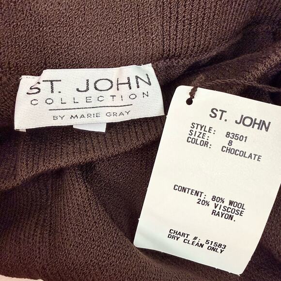 St. John Collection Pull On Pants Size 8 Santana Knit Chocolate Brown Classic - Picture 6 of 12